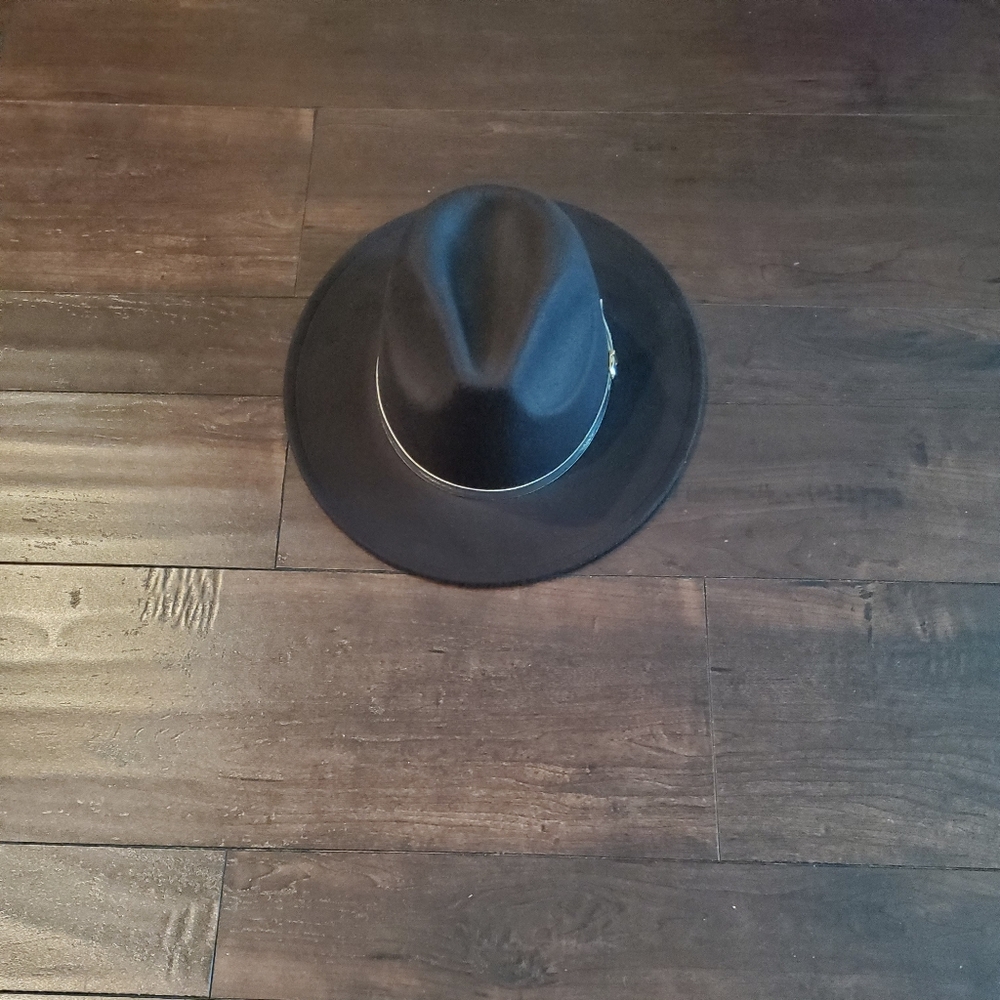 Women's Black Fedora Felt Wide Brim Hat